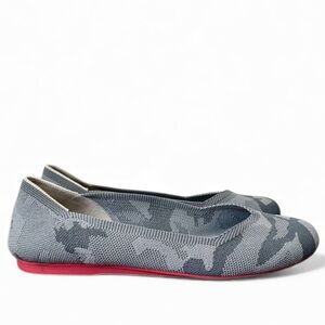 Rothy's Retired Gray Camouflage Stretch Flats with Red Soles Size 7